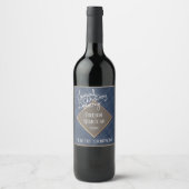 Aangepaste speciale levering op donkerblauw weefpa wijn etiket (Voorkant)
