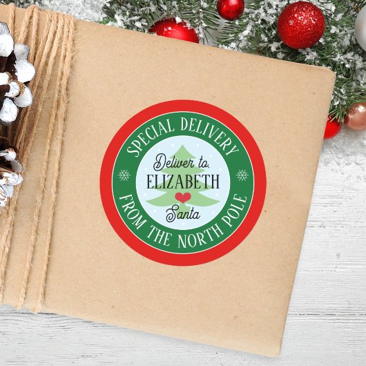 Aangepaste speciale levering van Santa Kinder Kers Ronde Sticker