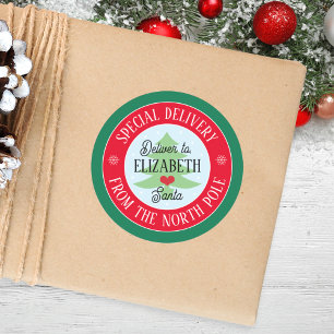 Aangepaste speciale levering van Santa Kinder Kers Ronde Sticker