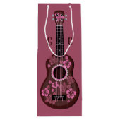 Aangepaste speciale monogram wijnzak Ukulele Wijn Cadeautas (Achterkant)