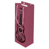 Aangepaste speciale monogram wijnzak Ukulele Wijn Cadeautas (Voorkant Gekanteld)