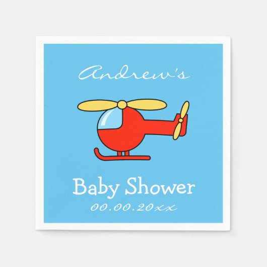 Aangepaste speelgoed helikopter baby shower servet (Voorkant)
