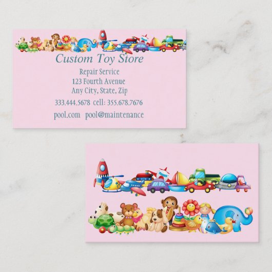 Aangepaste Speelgoed-winkel Visitekaartje (Voorkant / Achterkant)