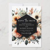 Aangepaste speelse perzik bruiloft save the date (Voorkant)