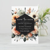 Aangepaste speelse perzik bruiloft save the date (Staand voorkant)