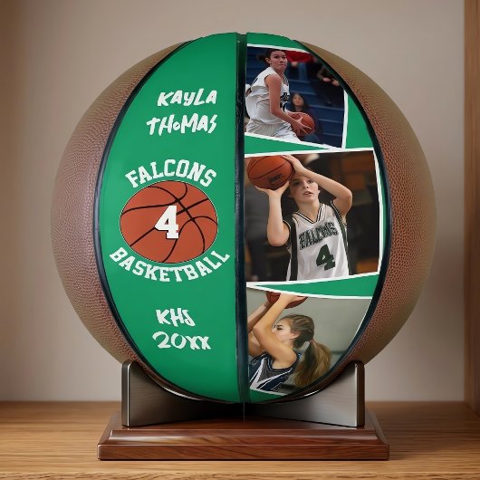 Aangepaste Speler Foto's Team Naam en Nummer Groen Basketbal
