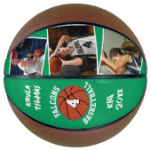 Aangepaste Speler Foto's Team Naam en Nummer Groen Basketbal (Voorkant)