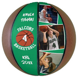 Aangepaste Speler Foto's Team Naam en Nummer Groen Basketbal