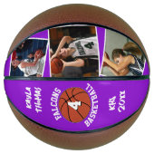 Aangepaste Speler Foto's Team Naam en Nummer Paars Basketbal (Voorkant)