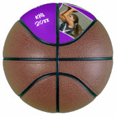 Aangepaste Speler Foto's Team Naam en Nummer Paars Basketbal (Rechts)
