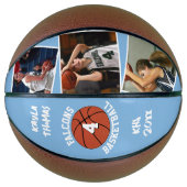 Aangepaste Speler Foto's Teamnaam Nummer Lichtblau Basketbal (Voorkant)