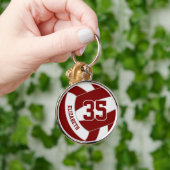 Aangepaste Speler Naam Maroon Volleyball Sleutelhanger (Hand)