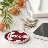 Aangepaste Speler Naam Maroon Volleyball Sleutelhanger (Zijkant)