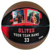 Aangepaste Speler Naam Nummer Team 2 Foto Basketbal (Voorkant)