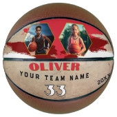 Aangepaste Speler Naam Nummer Team 2 Foto Basketbal (Voorkant)