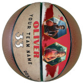 Aangepaste Speler Naam Nummer Team 2 Foto Basketbal (Verticaal)