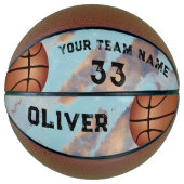 Aangepaste Speler Naam & Nummer Team Aandenken Basketbal (Voorkant)