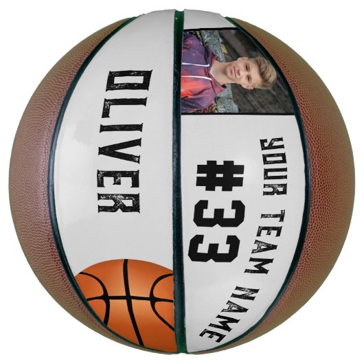 Aangepaste Speler Naam & Nummer Team Naam Foto  Basketbal (Verticaal)