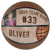 Aangepaste Speler Naam & Nummer Teamnaam Foto Basketbal (Voorkant)