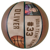 Aangepaste Speler Naam & Nummer Teamnaam Foto Basketbal (Verticaal)