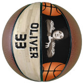 Aangepaste Speler Naam Nummer Veld Houten Vloer Fo Basketbal (Verticaal)