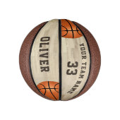 Aangepaste Speler Naam Team Nummer Houten Vloer Basketbal (Verticaal)
