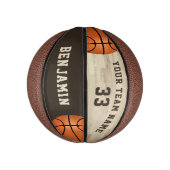 Aangepaste Speler Naam Team Nummer Houten Vloer Basketbal (Verticaal)