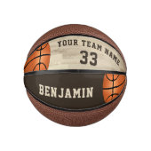 Aangepaste Speler Naam Team Nummer Houten Vloer Basketbal (Voorkant)