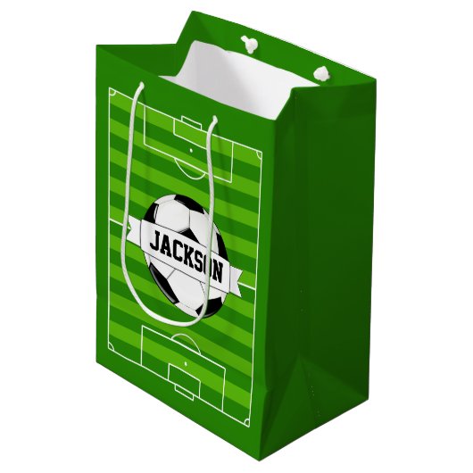 Aangepaste speler voor voetbalveld/teamnaam Sportp Medium Cadeauzakje (Voorkant Gekanteld)