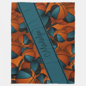 aangepaste spelersnaam blauwgroen zwart basketball fleece deken (Voorkant)