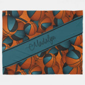 aangepaste spelersnaam blauwgroen zwart basketball fleece deken (Voorkant (Horizontaal))