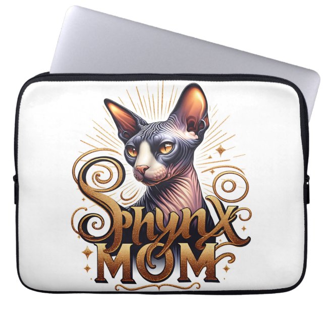 Aangepaste Sphynx Cat Mom Moederdag Laptop Hoesje Sleeve (Voorkant)