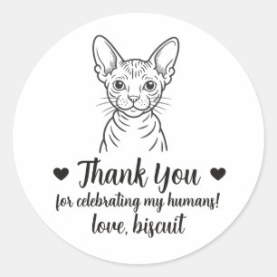 Aangepaste Sphynx Kat Huwelijksgunststickers Ronde Sticker