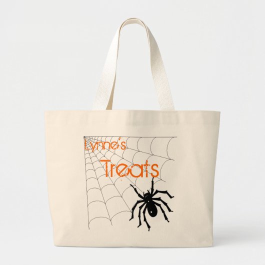 Aangepaste Spider Halloween Treat Bag Grote Tote Bag (Voorkant)
