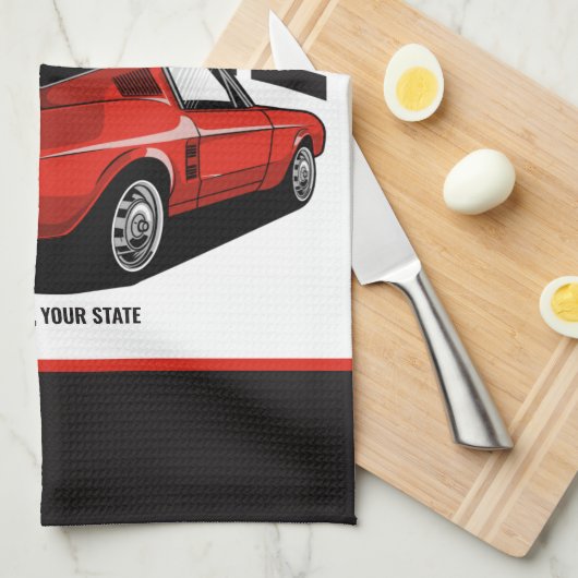 Aangepaste spierkraan 1967 Roodspoeling Theedoek (Quarter Fold)