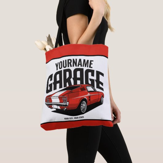 Aangepaste spierkraan 1967 Roodspoeling Tote Bag (Dichtbij)