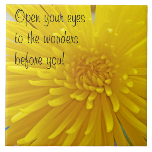 Aangepaste spiky Yellow Dahlia Sluiten foto Tegeltje