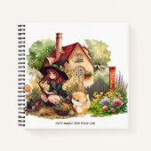 Aangepaste spiraal Notitieboek | Leuke heks en vos (Voorkant)