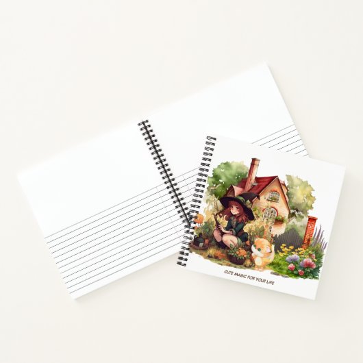 Aangepaste spiraal Notitieboek | Leuke heks en vos (Binnen)