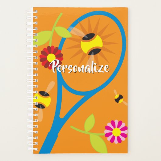 Aangepaste spiraalplanner met tennisracketontwerp planner (Voorkant)