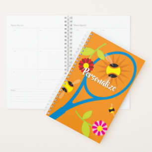 Aangepaste spiraalplanner met tennisracketontwerp planner