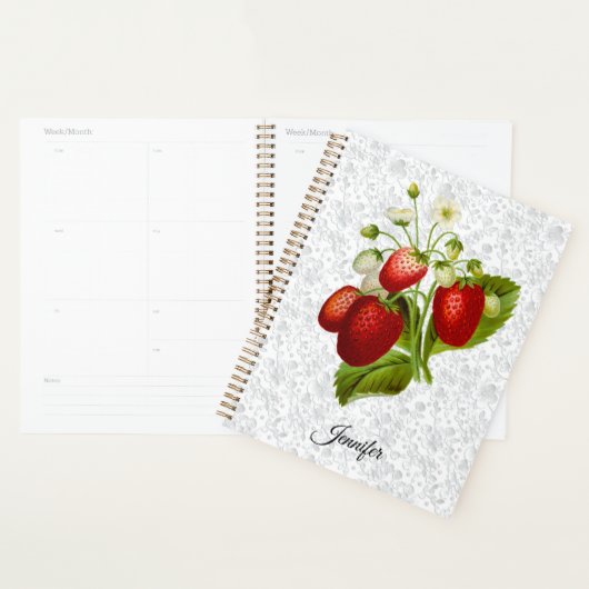 Aangepaste spiraalplanner notitieboek met aardbei (Display)