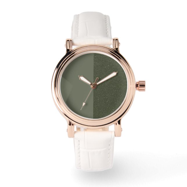 Aangepaste Split Moss Groen Roos-Goud eWatch Horloge (Voorkant)