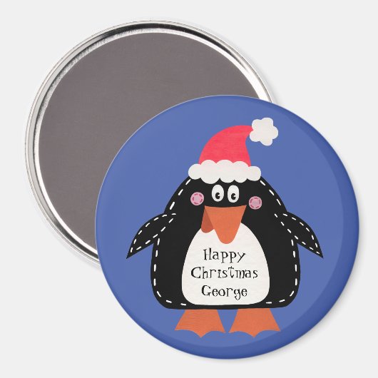 Aangepaste spoedbedekking met kerst in pinguïn magneet (Voorkant / Achterkant)