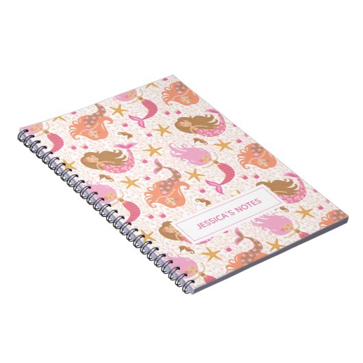 Aangepaste spoedroze zeemeermin notitieboek (Rechterzijde)