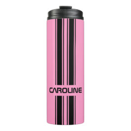 Aangepaste spoelroze zwarte racesport Stripe Thermosbeker
