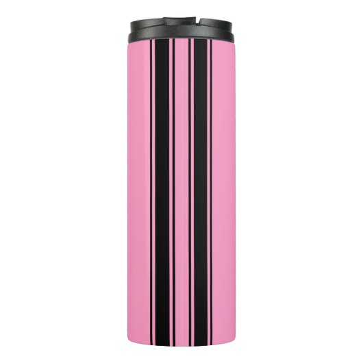 Aangepaste spoelroze zwarte racesport Stripe Thermosbeker (Achterkant)