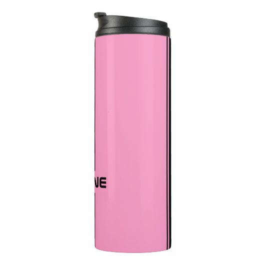 Aangepaste spoelroze zwarte racesport Stripe Thermosbeker (Geroteerd rechts)