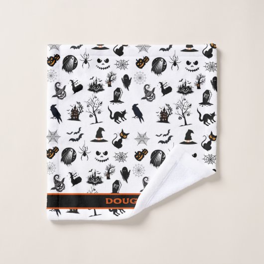 Aangepaste spookachtige en grappige Halloween Bad Bad Handdoek (Wasdoekje)