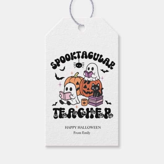 Aangepaste Spooktacular Teacher Halloween Cadeaulabel (Voorkant)